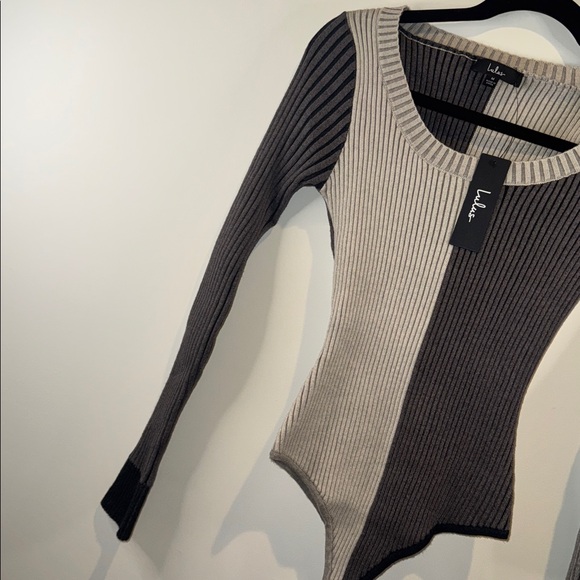 🆕 Lulus Mod Cutie Color Block| Ribbed| Stretchy| Long Sleeve Bodysuit - Picture 7 of 16